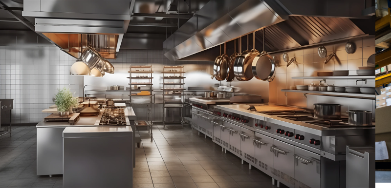 Chefs working in an industrial kitchen